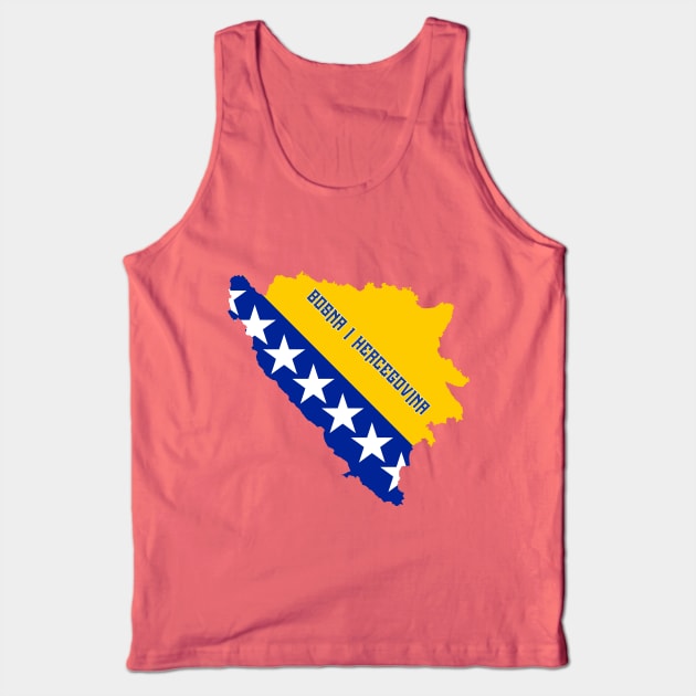 Bosnia & Herzegovina flag and map Tank Top by Travellers